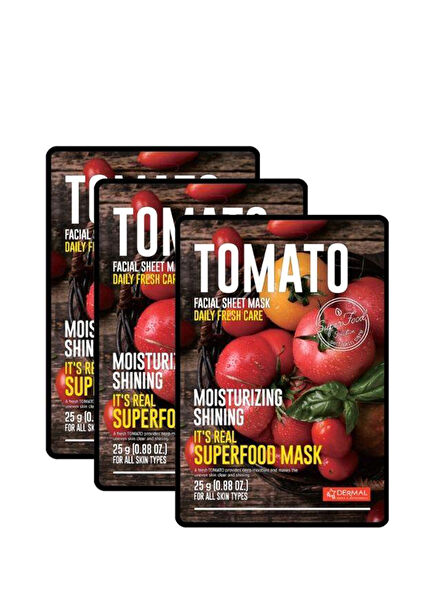 Tomato Facial Sheet Mask Shine & Moisturizing Tomato Mask Set of 3 25g 
