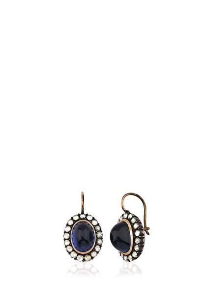 Safir Elmas 8 Ayar Altın Kadın Küpe