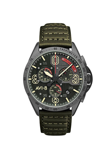 P-51 Mustang Blakeslee Chronograph AV-4077-05 VK68 Yeşil Deri Erkek Kol Saati