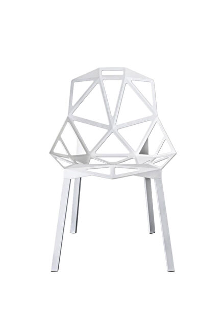 One White Aluminum Armless Garden Chair