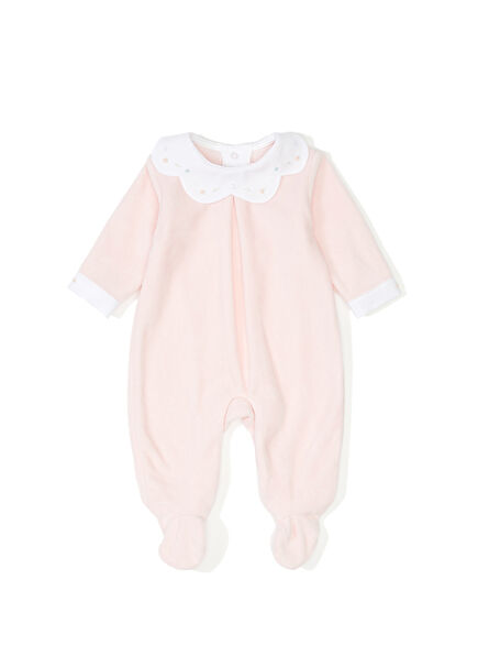 Pembe Yaka Detaylı Kız Bebek Tulum