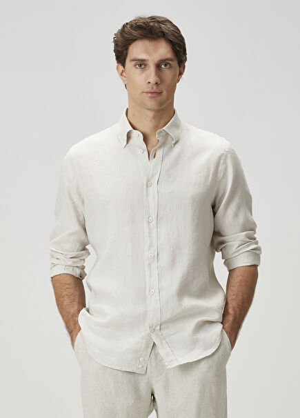 Comfort Fit Stone Linen Shirt