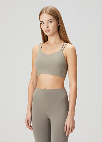 Like a Cloud Ribbed Haki Spor Sütyeni