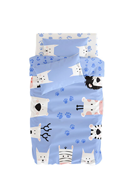 Paws and Claws Pamuk Saten Unisex Çocuk Nevresim Takımı 140 x 200 cm