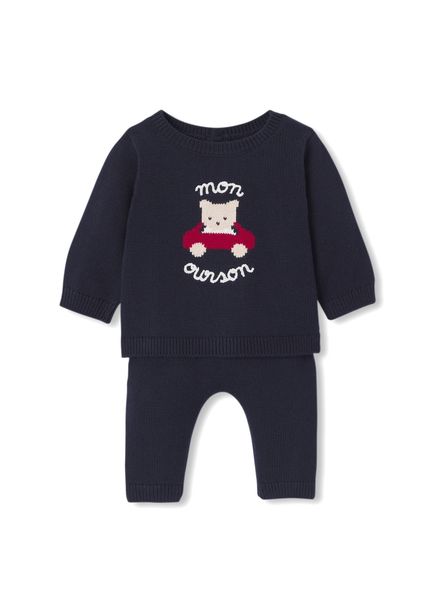 Lacivert Pamuklu Triko Unisex Bebek İkili Set
