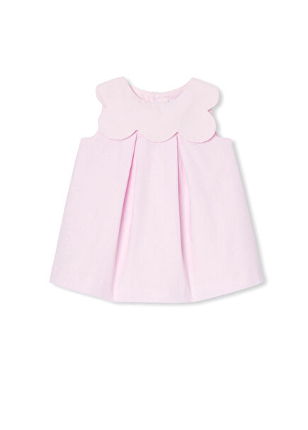 Pembe Taraklı Kadife Kız Bebek Elbise