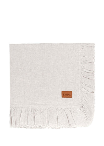 Frilled Linen Naturel Keten Masa Örtüsü 150 x 320 cm