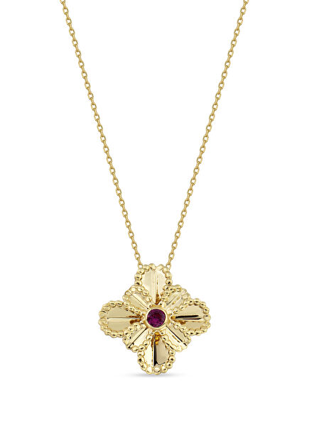 Ruby Lotus 14 Ayar Altın Kadın Kolye