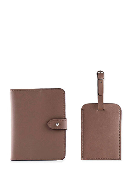 Beige Passport Case & Luggage Tag