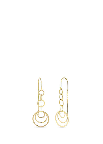 14K Gold Women's Earrings with Ring Hanging