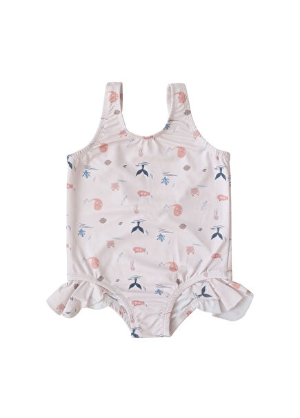 Marine Underwater Patterned Girls' Swimsuit