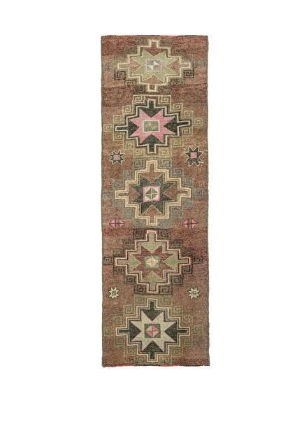 Royal Hand Woven Brown Herki Runner 116x389 cm
