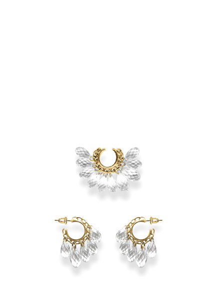 Naked Crystals 18 Ayar Altın Kaplama 925 Ayar Gümüş Kadın Küpe 