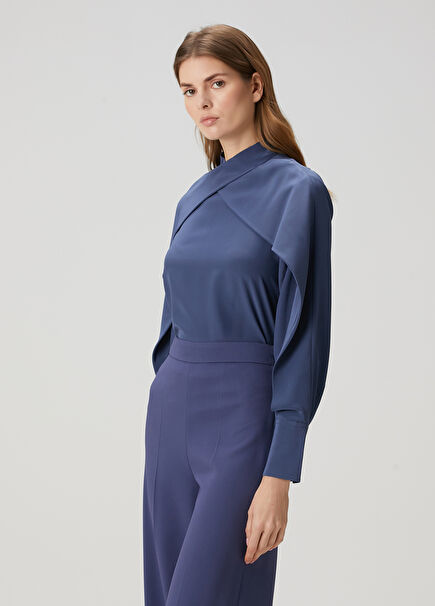 Bailie Dark Blue Silk Blouse