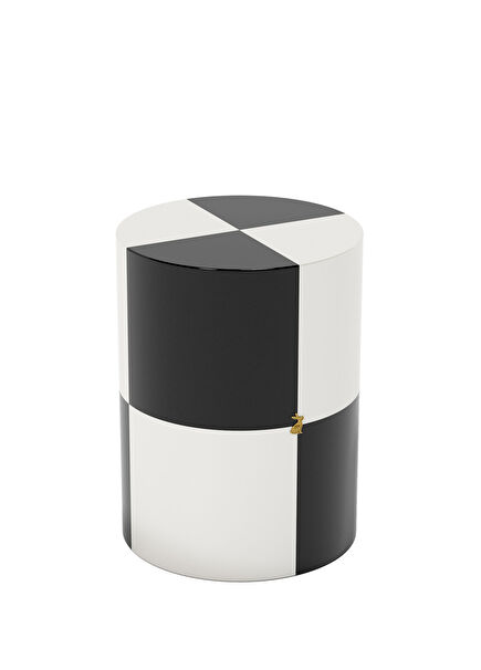 Siyah Beyaz Lake Silindir Orta Sehpa