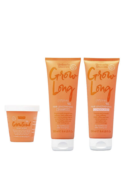 Grow Long Canlandırıcı Şampuan + Saç Kremi + Saç Derisi Peeling'i 3'lü Bakım Seti
