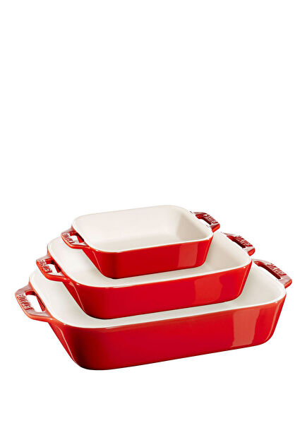 Ceramic Cherry 3 Piece Baking Dish Set