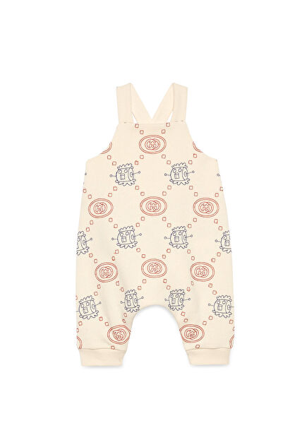 Cream Patterned Unisex Baby Jumpsuit