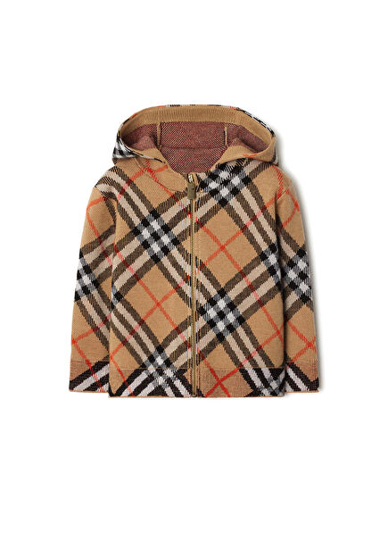  Jimmy Wool Bej Kapüşonlu Unisex Çocuk Fermuarlı Sweatshirt