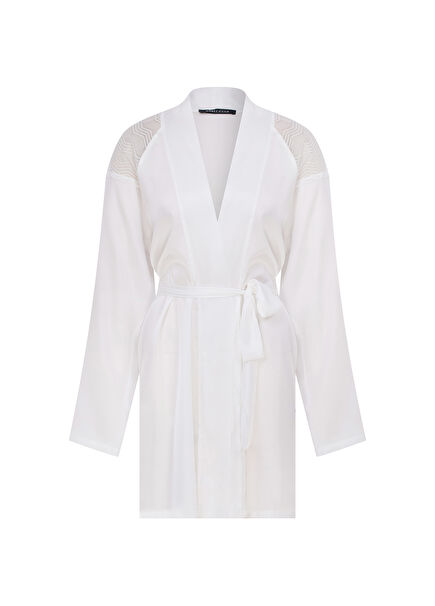 Amelia White Satin Mini Women's Dressing Gown