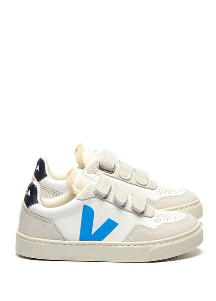 Small V-90 White Blue Kids Leather Sneaker