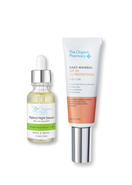 Bright Defence Retinol Gece Serumu + Günlük Mineral SPF 30+ Güneş Kremi 2'li Cilt Bakım Seti