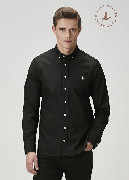 Comfort Fit Black Oxford Shirt
