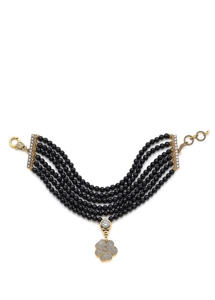 Aurora Onyx Zircon Clover Gold Plated Charm Women Necklace