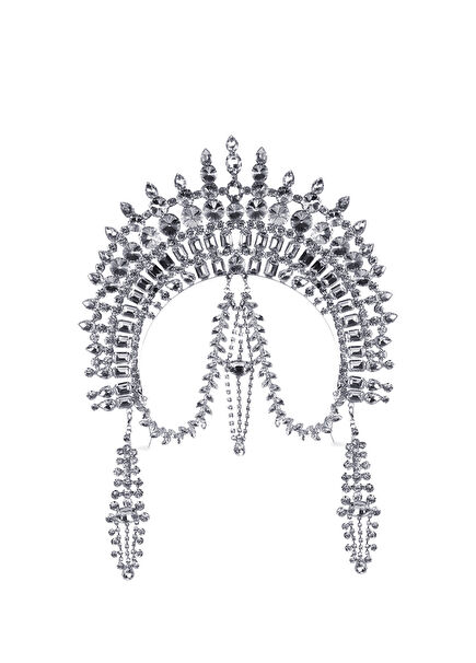 Byzantine Headpiece Gümüş Kaplama Kristal Taşlı Kadın Saç Aksesuarı