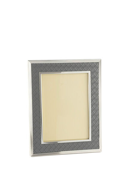 Grey Silver Leather Frame 13 x 18 cm