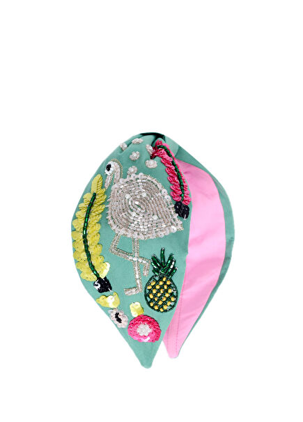 Flamingo Dark Beaded Women's Headband