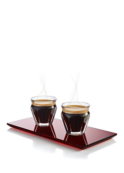 Harcourt Red Tray Coffee Set Kırmızı Tepsili Kristal Kahve Takımı