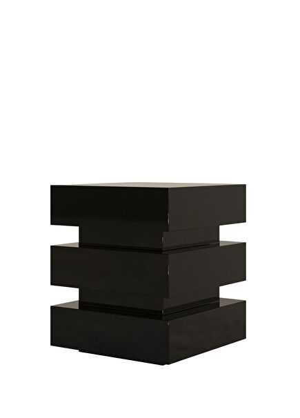 De Stijl Siyah MDF Lake Kübik Yan Sehpa