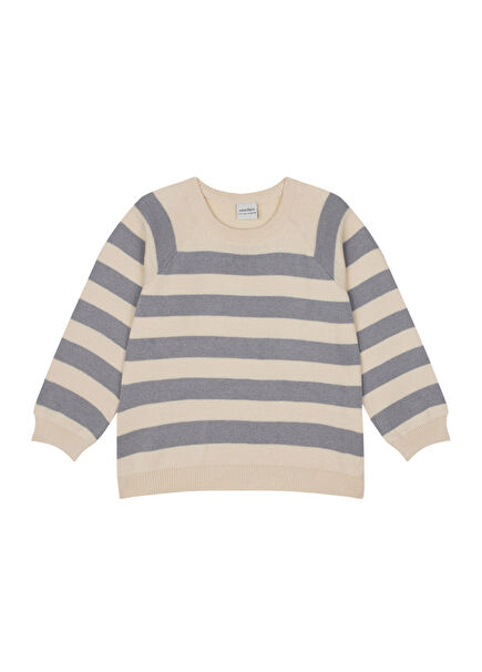 Gri Çizgili Triko Erkek Çocuk Kazak