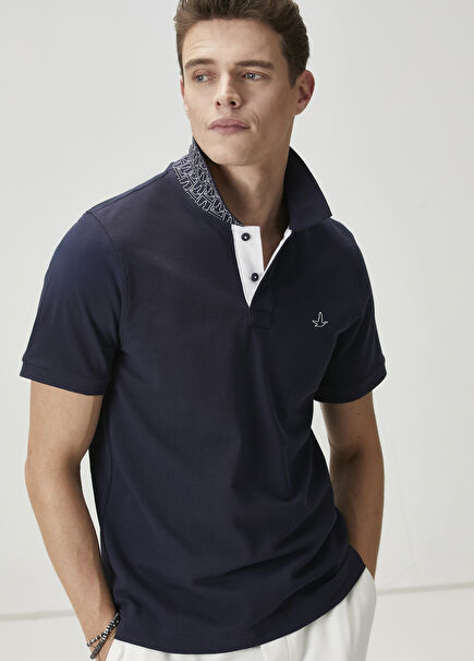 Comfort Fit Navy Blue Polo T-Shirt