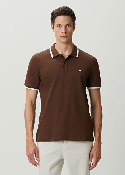 Kahverengi Ekru Polo Yaka T-shirt