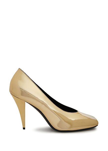 Sliced Gold Leather Heels