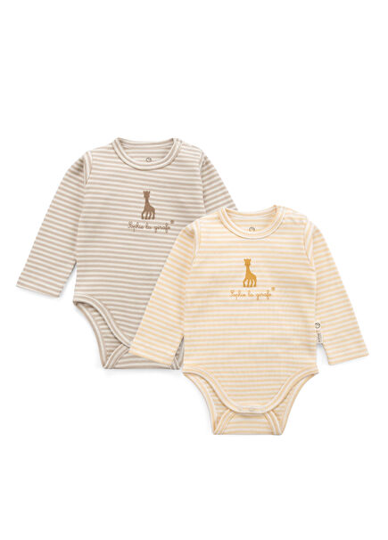 Colorful Striped Cotton Long Sleeve Unisex Baby 2-Piece Bodysuit Set