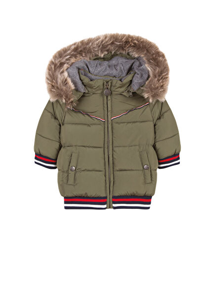 Haki Kapüşonlu Erkek Bebek Doudoune Mont