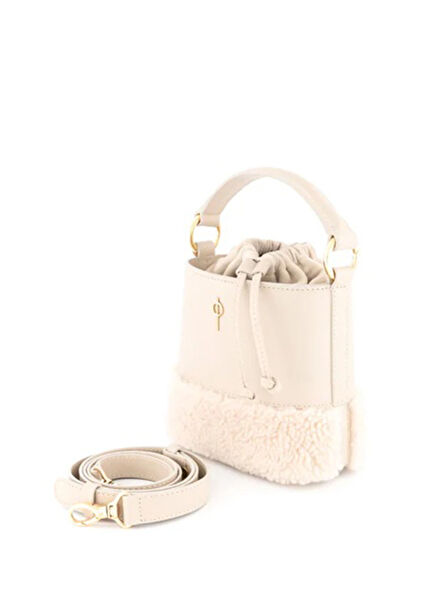 Noa Fluffy Beige Women's Leather Bag