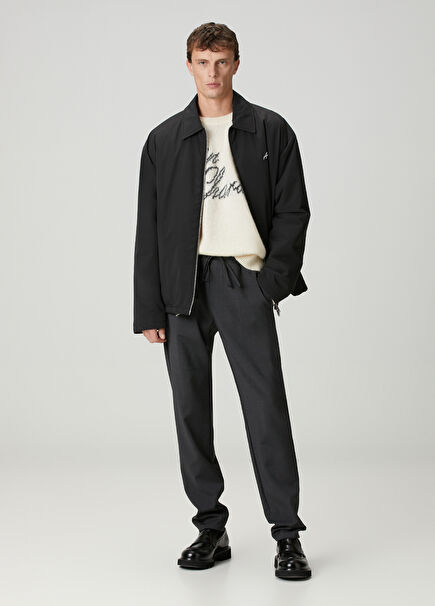 Antrasit Beli Kordonlu Palermo Yün Pantolon