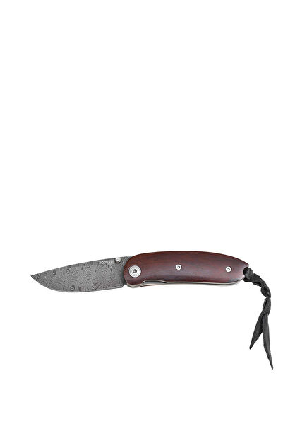 Mini Damascus Santos Wood Brown Pocket Knife