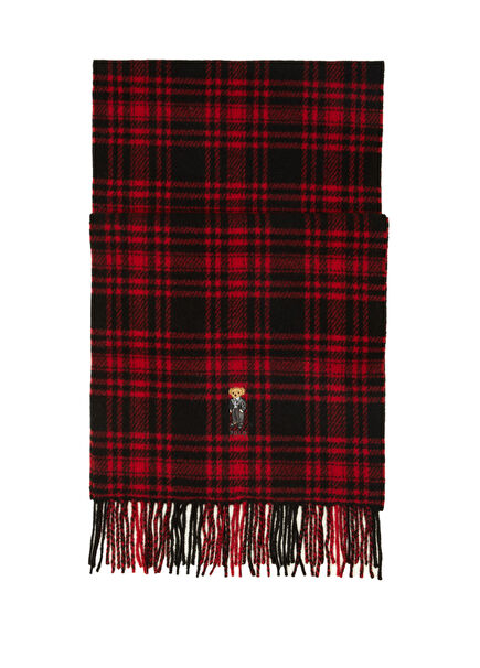 Red Plaid Pattern Women's Wool Scarf