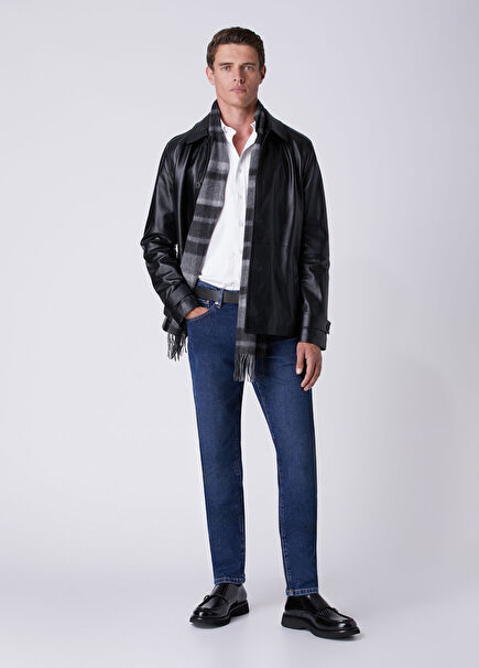 Slim Fit Mid-Wash Blue Jeans