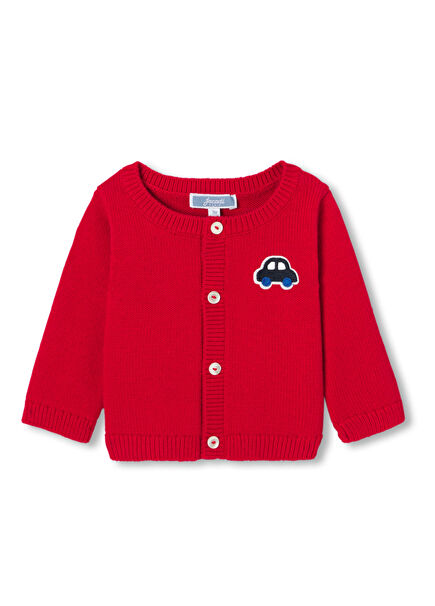 Jersey Knit Red Baby Boy Cardigan