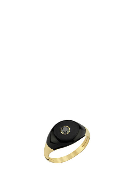 Women's Gold Ring With Black Diamonds