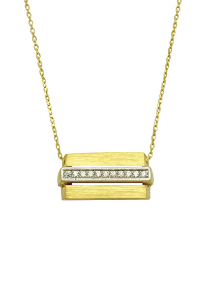 Avril Gold Taşlı Kadın Gümüş Kolye