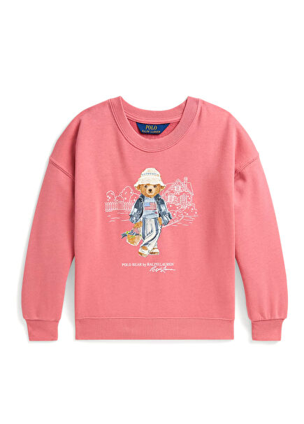 Pink Logo Detailed Girls' Sweatshirt