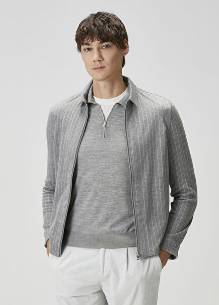 Light Grey Stripe Pattern Jacket