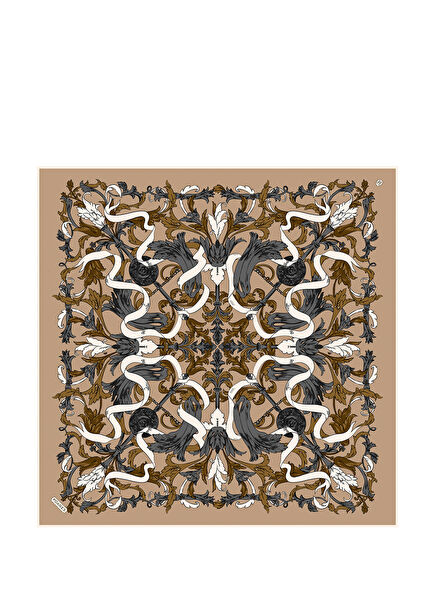 Barok Kurdele Desenli Twill İpek Kadın Eşarp